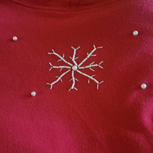 Bechamel Womens Christmas Shirt Size Large Red Polar Bear Snowflake Cotton Retro - Picture 5 of 10